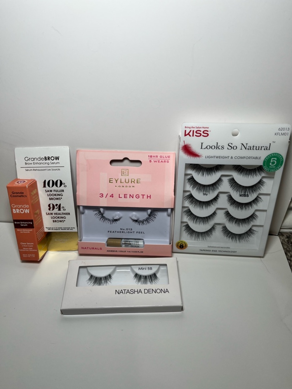 Mixed False Eyelash Lot with Kiss, Eylure, Natasha Denona & Grande Brow